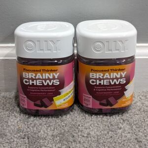 New 2 Lot OLLY Focused Thinker Brainy Chews Raspberry Jam 20 Count Sealed